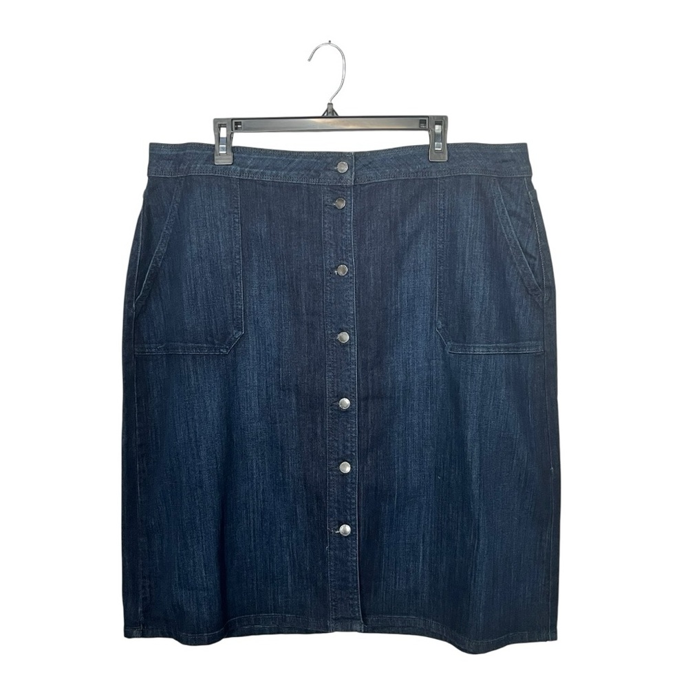 Liz Claiborne | Womens‎ Button Front Denim Blue Jean Midi Skirt 18 Plus Size